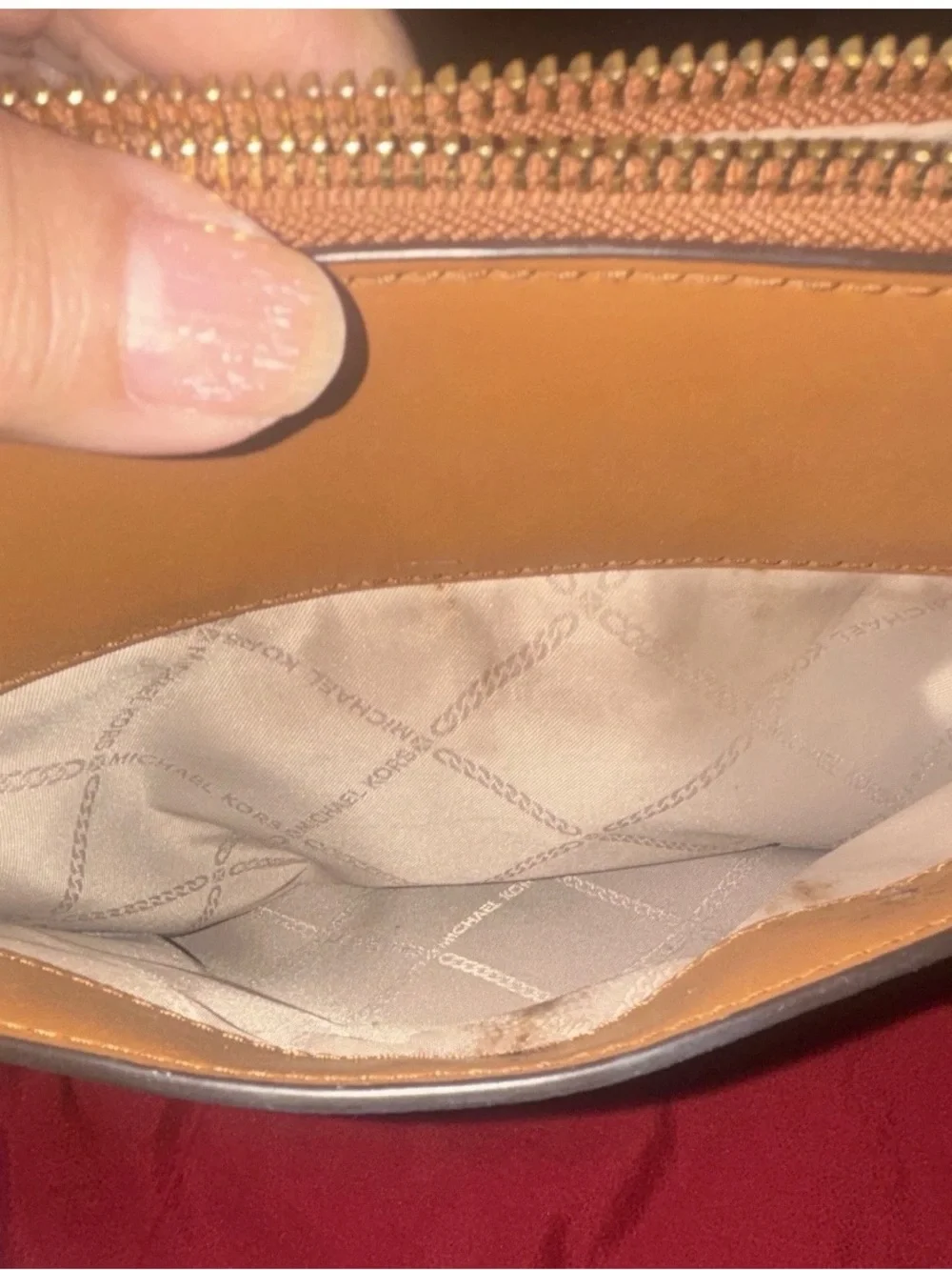 Michael Kors White & Tan MK Logo Messenger Bag